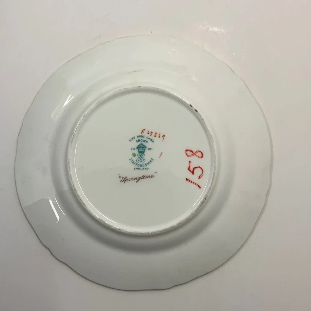 Vintage Crown Staffordshire Springtime Fine Bone China Floral Plate 6.25in